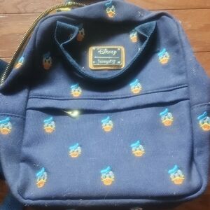 Loungefly Navy Blue Backpack with Donald Duck Pattern